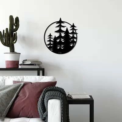 Image de Wallity, Trees - M, Accessoire mural décoratif en métal, 100 % METAL, noir, 50 x 46 cm