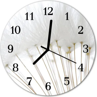 Produktbild von Glasuhr Wanduhr Küchenuhr Echt-Glas 30fi cm Pusteblume weiß