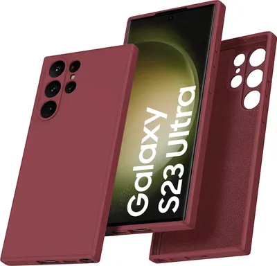 Produktbild von Galaxy S23 Ultra Hülle, LaimTop Slim Liquid Silikon Gel Gummi Stoßfest Kratzfest Schutzhülle für Samsung Galaxy S23 Ultra Rot