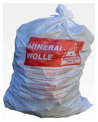 Produktbild von 100 Mineralwollsäcke 140x220 cm - KMF Sack - Big Bag MiWo - für Mineralfaserabfälle - Transportsack mit Aufdruck - Glaswolle - Isolierwolle