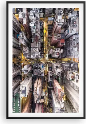 Produktbild von Gerahmtes Poster - Schwarzer Rahmen - Metropole Luftaufnahmen Straße - 61x91,5 cm - Wand Bild - Wanddeko - Wandbilder - Kunstposter - Wandposter - Bilderrahmen - Bilder - Kunstdruck - P2BPA61x91-4507