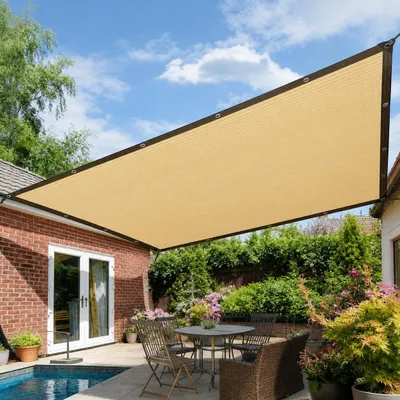Produktbild von Schattiernetz UV-Beständiges Sonnensegel Sonnenschutznetz Schattierungsnetz mit Ösen für Garten Balkon Terrasse Pergola Gewächshaus, Gelb, 1x3m
