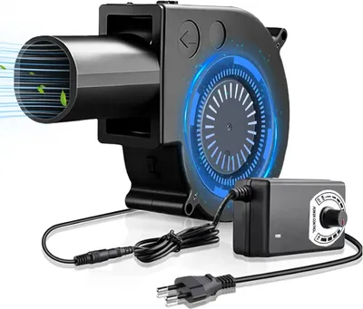 Obrázek produktu pro Radiální ventilátor 12 V, 220 V, s regulátorem pro pracovní oděvy, ventilátor pro změnu větrání, gril, krb, turbínový ventilátor pro topné oděvy