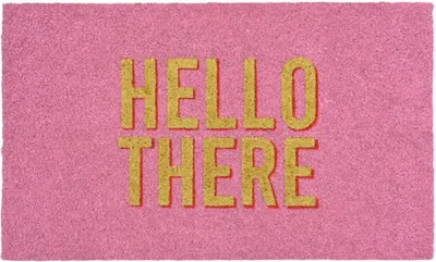 Produktbild von Gift Company Fußmatte Hello there, Türmatte, Schmutzfangmatte, Kokos / PVC, Glitzer Rosa, 75 x 45 cm, 1235301012