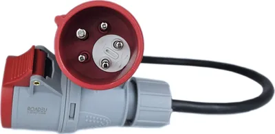 Produktbild von RoadEu - CEE Adapter 32A auf 32A mit Phasenwender - Starkstrom Adapter 32A Stecker auf 32A Kupplung - 0,5 Meter