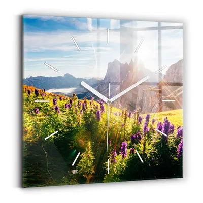 Produktbild von Wallfluent Wanduhr – Stilles Quarzuhrwerk - Uhr Dekoration Wohnzimmer Schlafzimmer Küche - Zifferblatt mit Striche - weiße Zeiger - 30x30 cm - Lavendelwiese