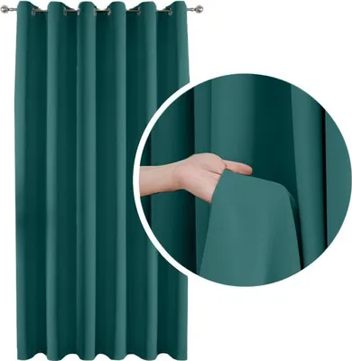 Produktbild von Verdunkelungsvorhang 90 % lichtundurchlässig – Türkis, extra schwerer Stoff, mit Ösen (Ringen), 140 × 250 cm