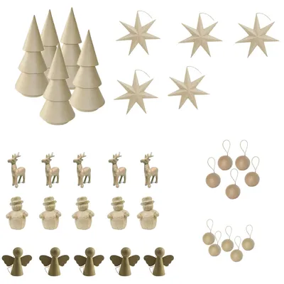 Bastelset mit 35 Papiermaché-Trägern, Weihnachten, 1 Set