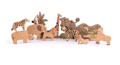 Produktbild von Bajo Spielzeug Dschungel Tiere Set - pädagogisches Kartonspiel