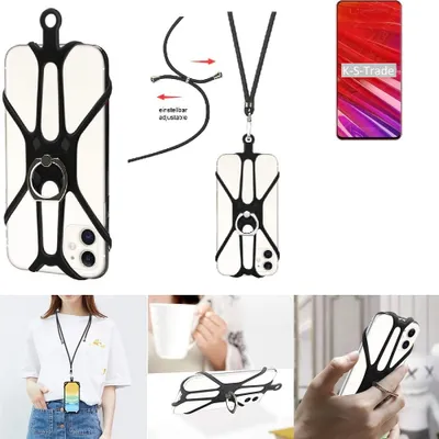 Produktbild von K-S-Trade 3in1 Handykette Handyband Handykordel Halsband Smartphone-Ring Handy-Ring kompatibel mit Lenovo Z5 Pro GT Fingerhalterung Handyring