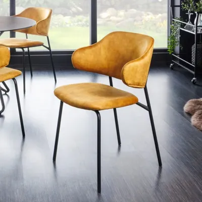 Produktbild von Moderner Stuhl MODA senfgelb Samt Metallbeine