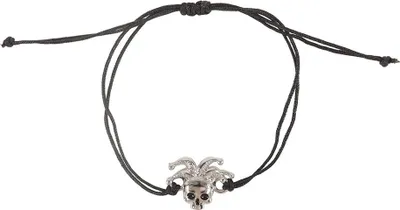 Productafbeelding van Iets anders - "The Performer" schedelarmband, metaal, legering, met koord SD10908 (one size) (zilver/zwart)