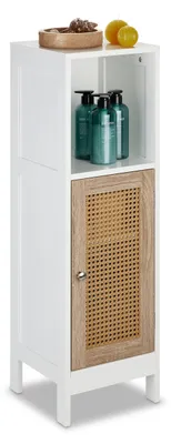 Badschrank 96,5x30x30 cm, 3 Fächer, stehend, weiß/natur