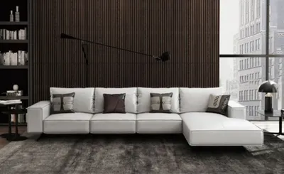 Image de Moderne Wohnlandschaft Ecksofa Couch Polster Leder Sitz Ecke Garnitur Weiß