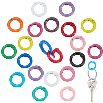 30 Feder-O-Ringe 20 mm, 15 Farben, Schlüsselanhänger-Clips
