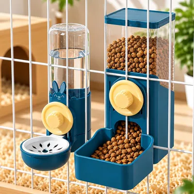 Obrázok produktu pre Fľaša na vodu 500 ml a automatický podávnik krmiva 1400 ml, plastové, pre králiky