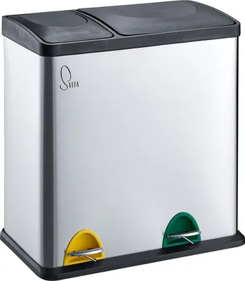Produktbild von SVITA TC2Combo35 Mülleimer Edelstahl Abfalleimer Mülltrennung (12l + 23l) silber Papierkorb