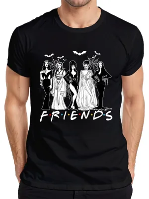 Productafbeelding van FRIENDS Halloween Gotisch Vampieren T-shirt, bruid, Munster, spinnenwebben, heren, zwart, 3XL