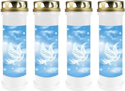 Image de Bougie funéraire - Pack de 4 - Blanc 100h ( couvercle or ) - Colombe