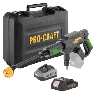 Zdjęcie produktu dla Procraft CW20bb akumulatorowa myjka wysokociśnieniowa 20 V 30 bar 180 l/h bezszczotkowa + 1x akumulator 2,0 Ah + ładowarka + walizka