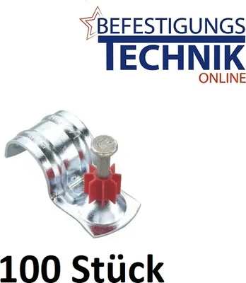 Produktbild von Rohrschelle Ø 32 mm mit Betonnägel Ø 3,7x25mm Fixbride für Bolzensetzer Würth Hilti Spit Berner P