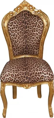 Produktbild von Casa Padrino Barock Esszimmer Stuhl Leopard/Gold Mod2 - Barock Möbel