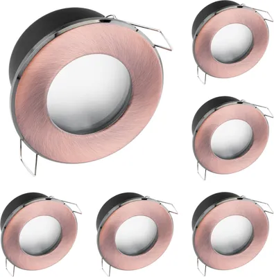 Produktbild von LUMILED Einbaustrahler LED Spots Badezimmer 6x Einbauleuchte Einbauspot Kupferrot rund Aluminium IP44 inkl. 6W Leuchtmittel GU10 Warmweiß 3000K 120°