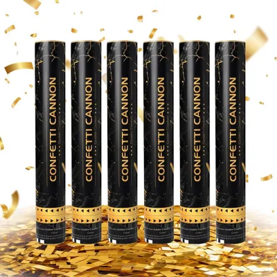 Immagine prodotto di Cannone a coriandoli, 30 cm, confezione da 6 pezzi, color oro, per feste