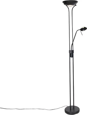Produktbild von Moderne Stehlampe Schwarz mit Leselampe inkl LED dunkel bis Warm Diva