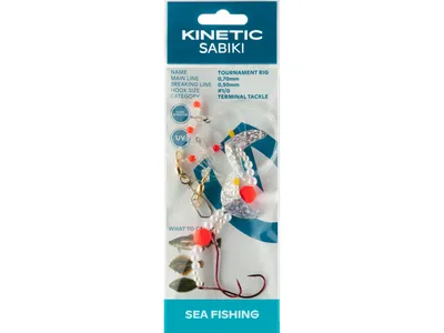 Zdjęcie produktu dla Kinetic Sabiki Tournament #1/0 Różowa perła/Srebrna – zestaw przyponowy do płastug (gładzica, flądra)
