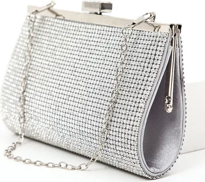 Image de Sac à main de soirée pour femmes avec tous les carrés de strass pour le mariage-banquet-party-bal de fin d'année, argent