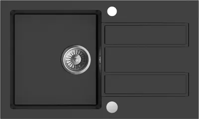 Produktbild von Granitspüle - Spülbecken - Küchenspüle - Schwarz - 78 x 47 cm - Einbauspüle - Kratzfest, Elegant, Platzsparend, mit Siphon, Porto
