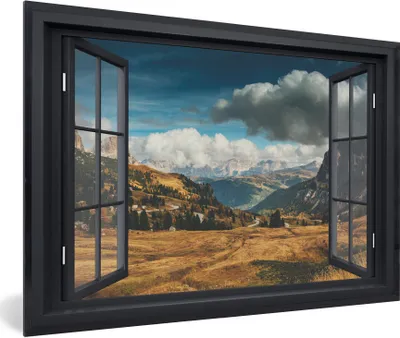 Produktbild von MuchoWow® MuchoWow® Gerahmtes Poster Aussicht - Weg - Berg 90x60 cm - Poster mit zchwarzem Bilderrahmen - Fotorahmen - Foto-Plakat