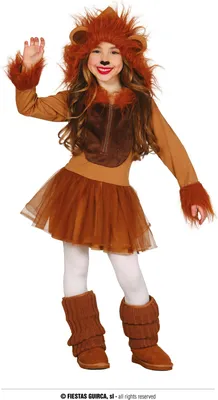 Produktbild von Löwe Tierkarneval Kostüm Kapuze Schwanz Kleid Kinder Karneval Fasching Tierwelt Abenteuer Fell Mähne Tanzen Spaß Aktivität, Größe: 98/104 Farbe: Braun