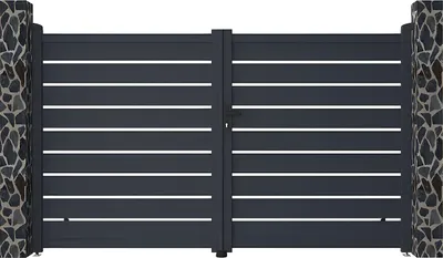 Produktbild von PRIMO Flügeltor, durchbrochen, aus anthrazitfarbenem Aluminium - 300 × 176 cm (B × H)