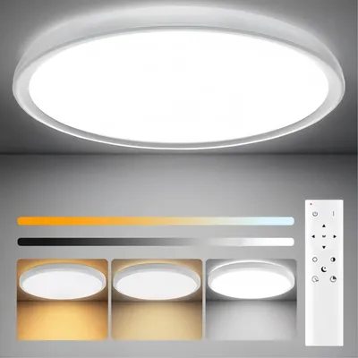 Produktbild von AIORBER Dimmbar LED Deckenleuchte, 28W Badezimmerleuchten mit Fernbedienung, 3 Farbtemperaturen, Ultrathin, Augenfreundlich, Wohnzimmer Schlafzimmer