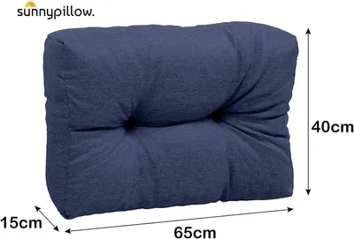 Produktbild von sunnypillow Palettenkissen für Gartenmöbel - Rückenkissen 65 x 40 cm - Rückenpolster für Bett und Sofa - Palettenpolster für Palettenmöbel - Gesteppte Gartenkissen - Rückenlehne, Seitenkissen Blau