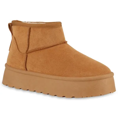 Produktbild von VAN HILL Damen Warm Gefütterte Winter Boots Bequeme Profil-Sohle Schuhe 840827, Farbe: Hellbraun, Größe: 37