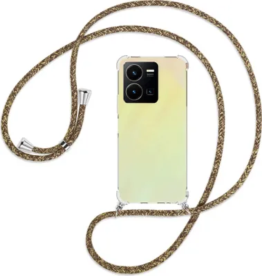 Produktbild von Handykette Backcover-Schutzhülle mit Band (Metall silberfarben) für vivo Y35 4G (6.58''), vivo Y22s - braun+beige