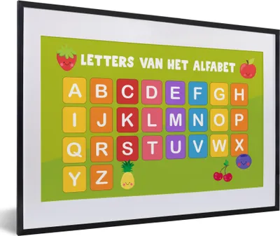 Produktbild von MuchoWow® MuchoWow® Gerahmtes Poster Kinderzimmer - Alphabet - Lernen - Jungen - Mädchen - Kinder - Kinder 60x40 cm - Poster mit zchwarzem Bilderrahmen - Schlafzimmer - Plakat in Rahmen - Drucken