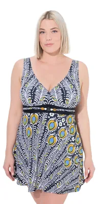 Produktbild von Ulla Popken Damen große Größen Übergrößen Plus Size Badekleid, Amber, Perlendeta
