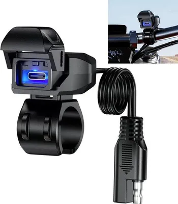 Obrázok produktu pre 36 W PD USB-C nabíjačka, vodotesná, LED svetlo, 9 V/24 V, pre motocykel