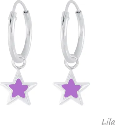 Produktbild von Stern Creolen Kinder Ohrringe 925 Silber Lila