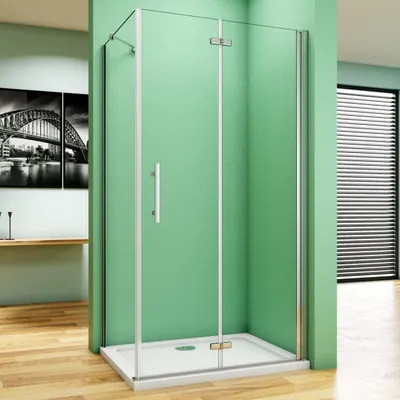Produktbild von 110X90m Duschkabine Eckeinstieg Duschabtrennung NANO-GLAS Duschwand Drehtür Scharniertür Dusche Höhe 195cm Duschtür
