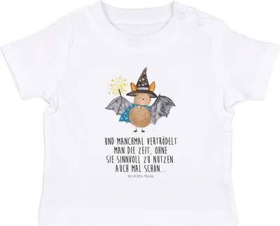 Produktbild von Mr. & Mrs. Panda  T-Shirt Fledermaus Zauberer 12. - 18. Monat - Weiß - Geschenk, Kleinkind, Magier, Lustige Sprüche, Kinder Shirt, Baby, Reinsteigern, Babyshirt