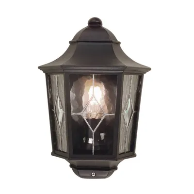 Zdjęcie produktu dla Kinkiet zewnętrzny Norfolk czarno-przezroczysty 1xE27x60W aluminium wym:35,9x25,7x12,5cm IP44 Elstead