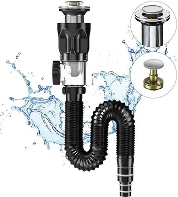 Produktbild von Abflussrohr-Set für Waschbecken, dicht, verstellbar, 1 Stück