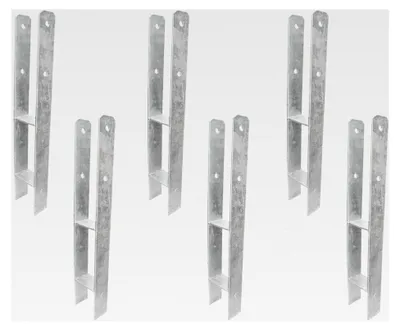 Produktbild von 6 H-Pfostenträger feuerverzinkt verstärkt 5,5/600 mm für 80 mm Pfosten