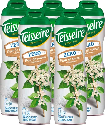 Produktbild von Teisseire Sirup Holunderblüte zero Zucker 600ml - Cocktails (5er Pack)