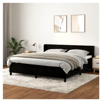 Produktbild von Lattenrost mit Matratze, Schwarz, 180 x 200 cm, Velours, Plattform, mit Lattenhalter, einfache Montage, für Schlafzimmer, Erwachsene